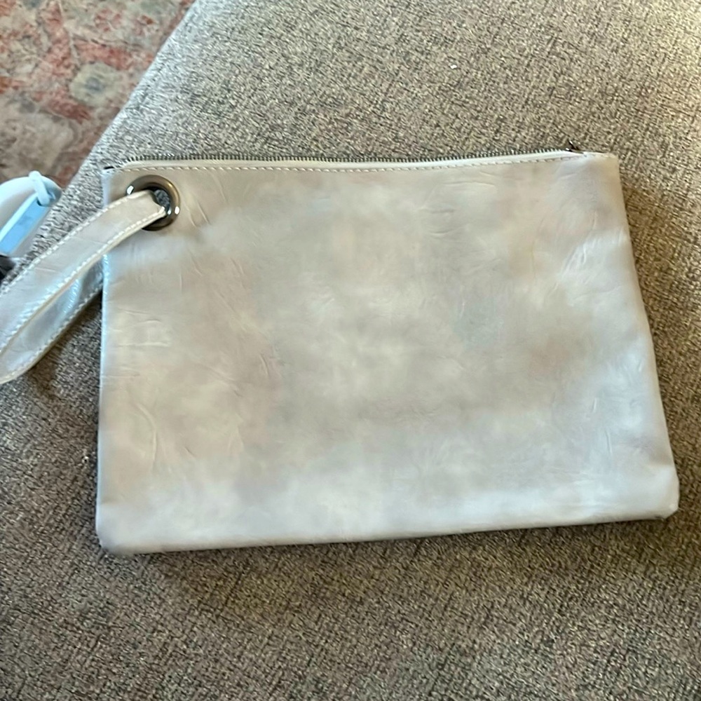Vegan leather large wristlet clutch